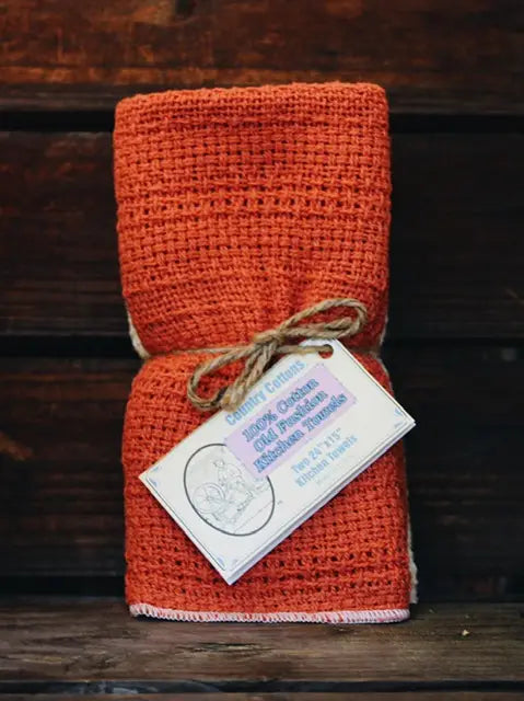 Orange/Natural Cotton Kitchen Towels