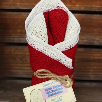 Red/Natural Cotton Dishcloths